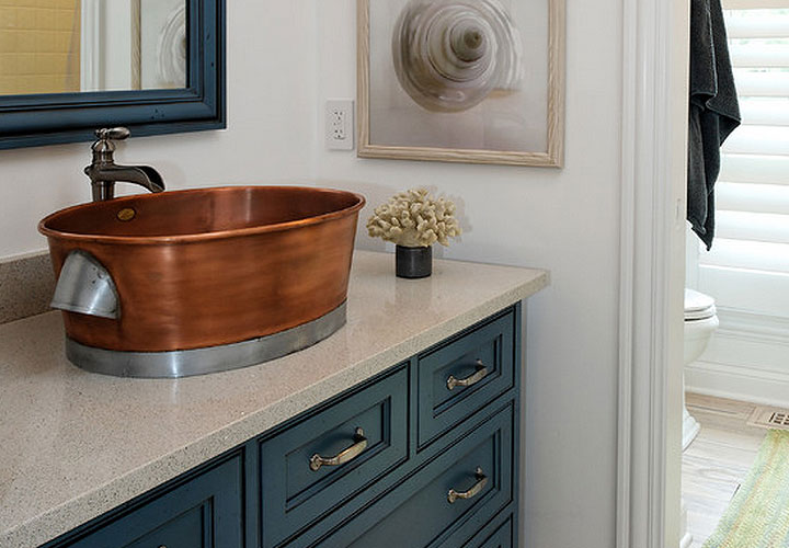 Bathroom vanity copper oval sink