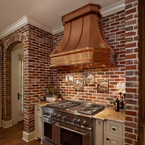 real brick backsplash tile Solace Home Design